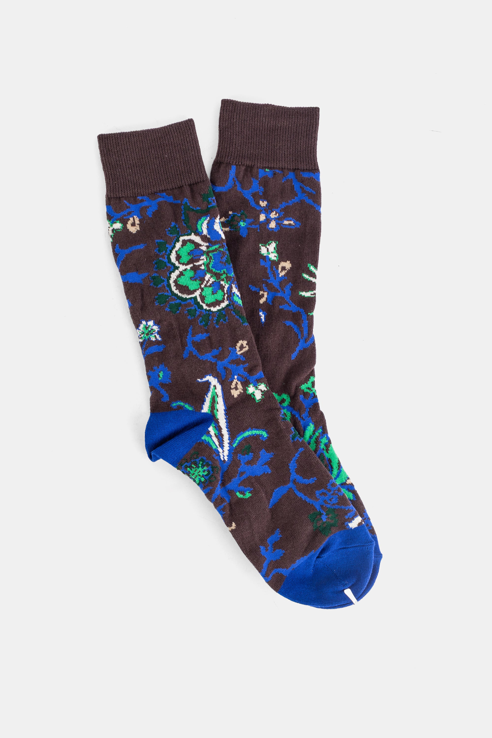 Sacai ブラウン フローラル コットンソックス | Actuel B