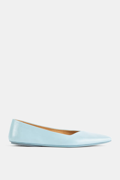 Cazuolla Sky Blue Nappa Leather Pointed Ballerinas