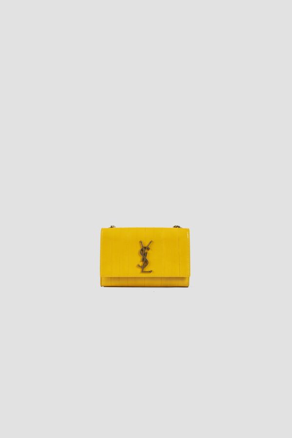 SAINT LAURENT Yellow Kate Small bag in eel leather