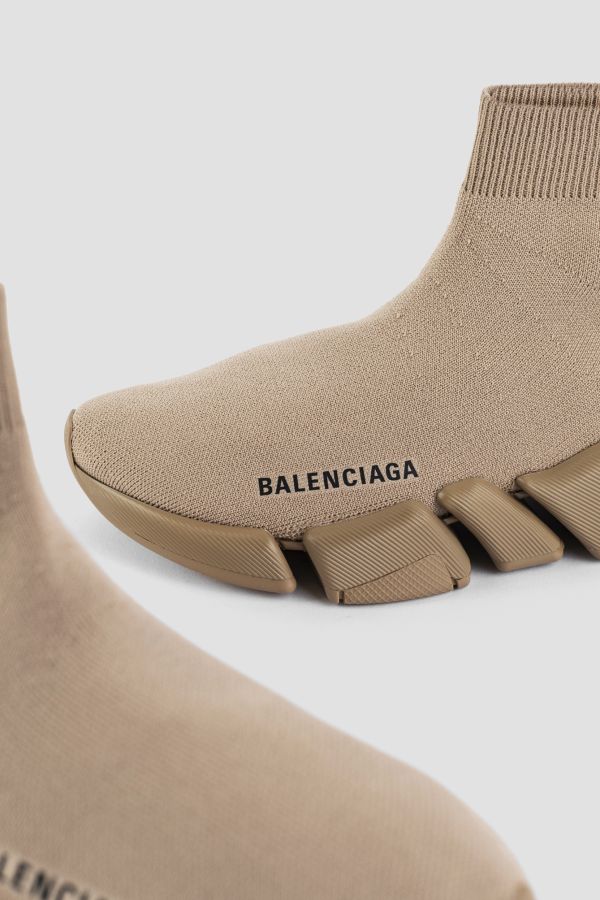 Beige Speed 2.0 lace up trainers, Balenciaga