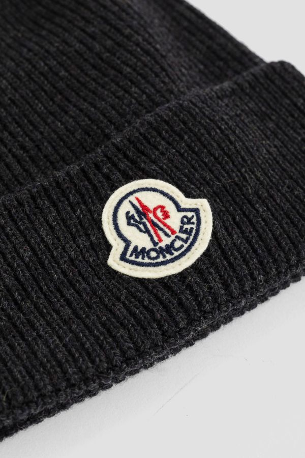 Moncler Logo Patch Virgin Wool Beanie