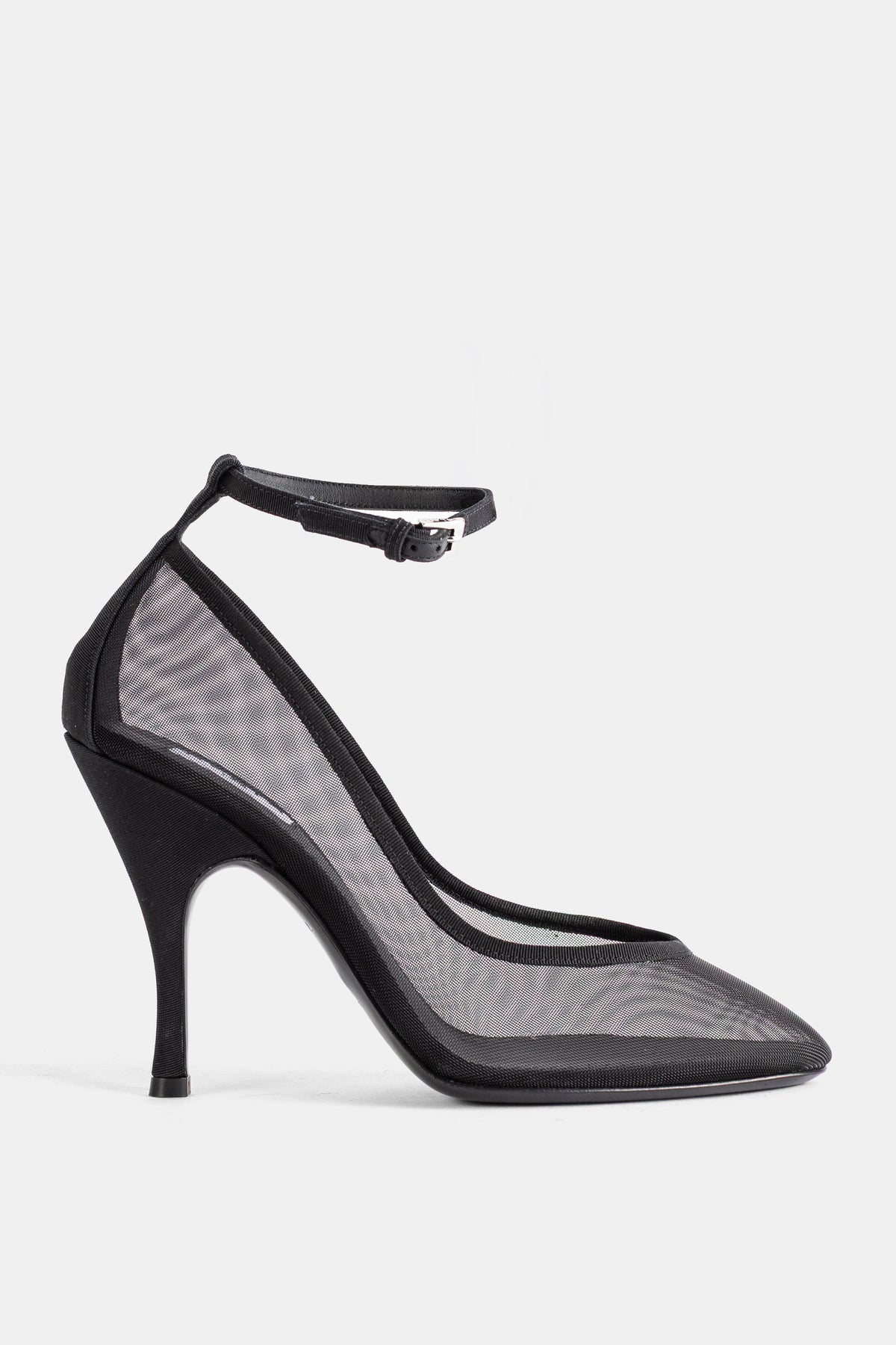 Maison Alaïa escarpins bride cheville mesh translucide noir talon aiguille pointu