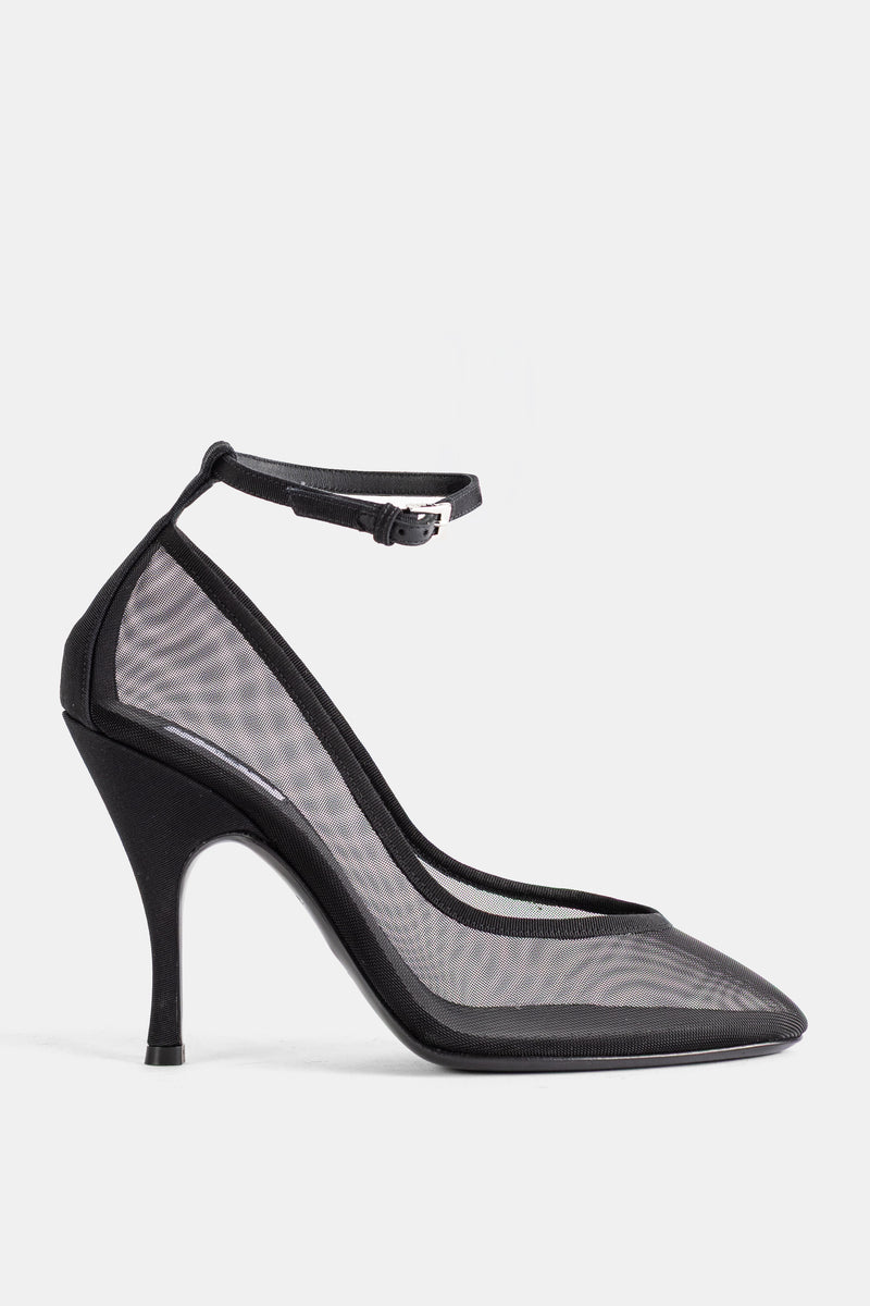 Escarpins à bride en mesh noir