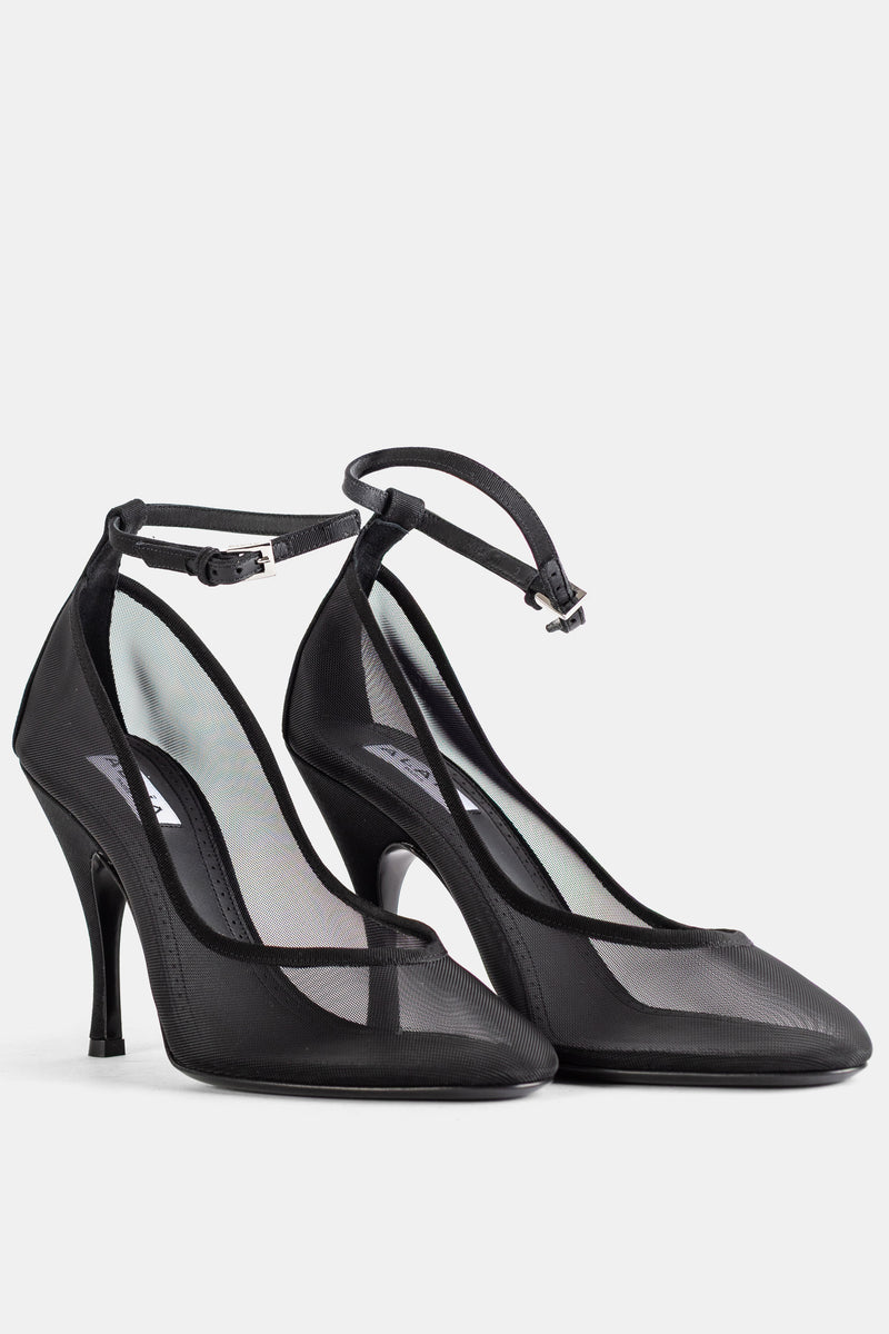 Escarpins à bride en mesh noir