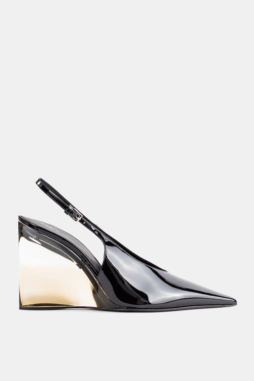 Slingbacks à talon invisible en cuir verni noir