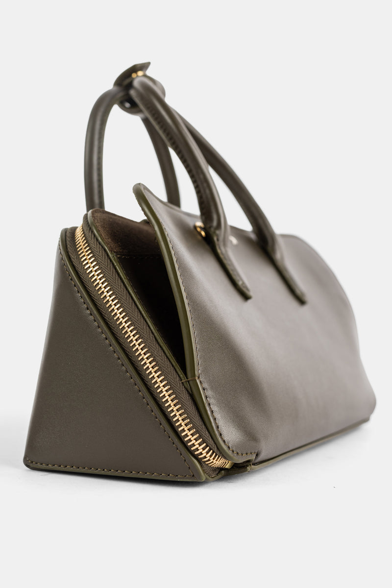 Sac Delta Small en cuir lisse vert kaki