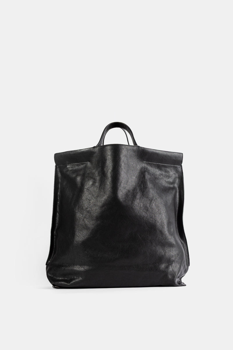Bea Mombaers Shopper L grand format en cuir souple noir avec poignée supérieure, silhouette ample et tombé naturel