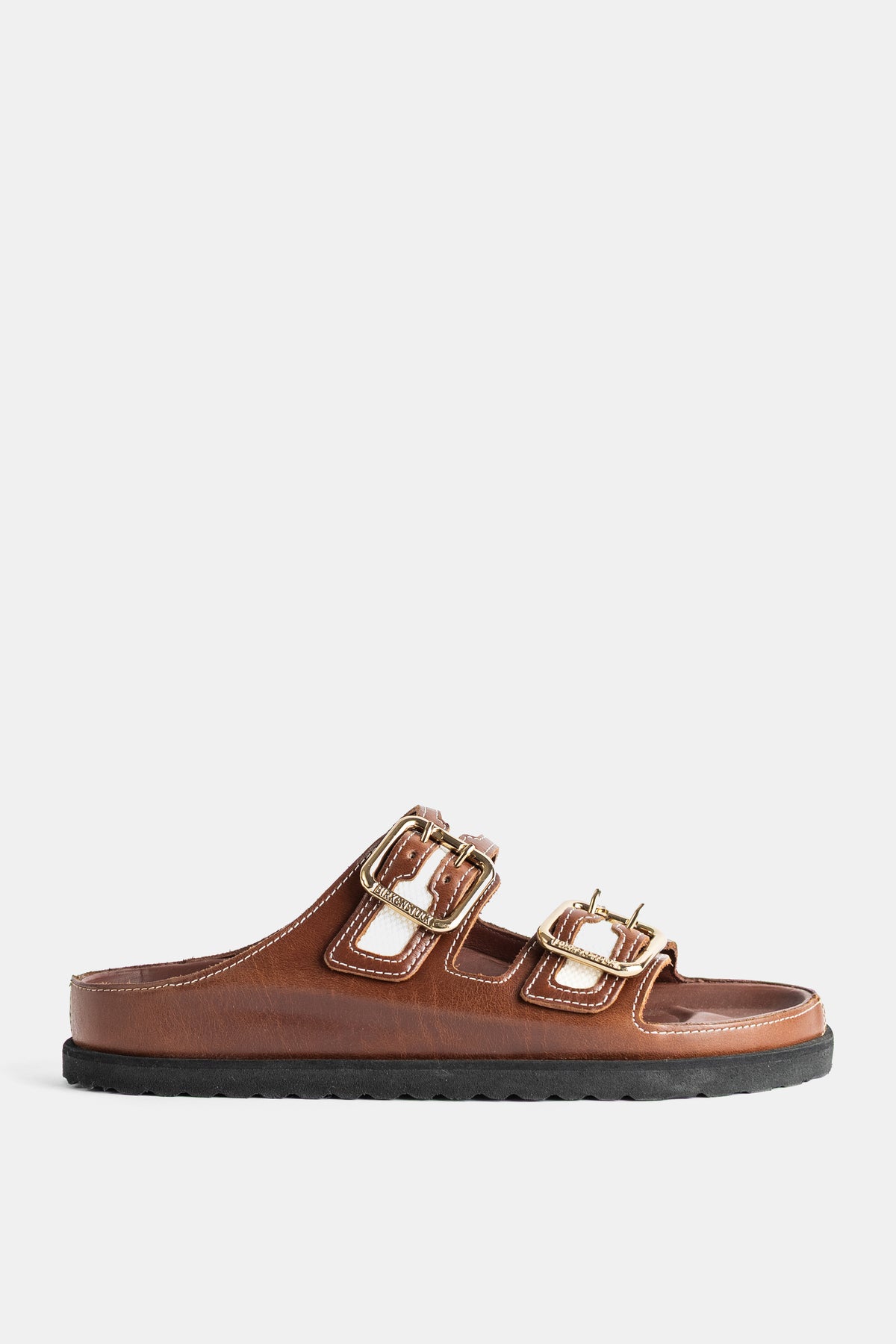 Sandales Arizona Bold en cuir cannelle et toile Birkenstock 1774