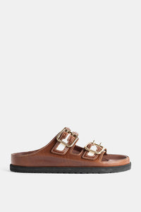 Sandali Arizona Bold in pelle cannella e tela - EU 40