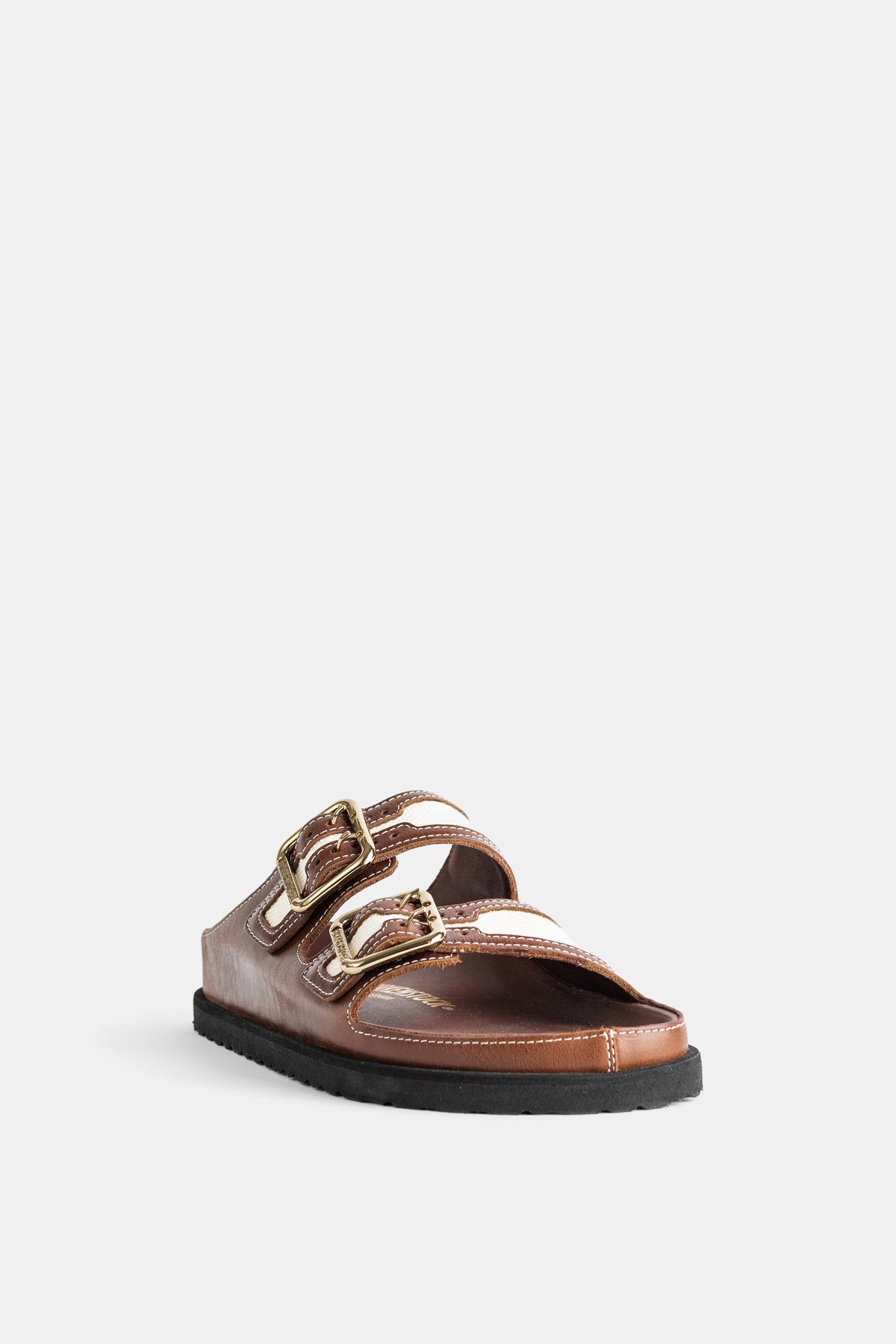 Sandales Arizona Bold en cuir cannelle et toile Birkenstock 1774