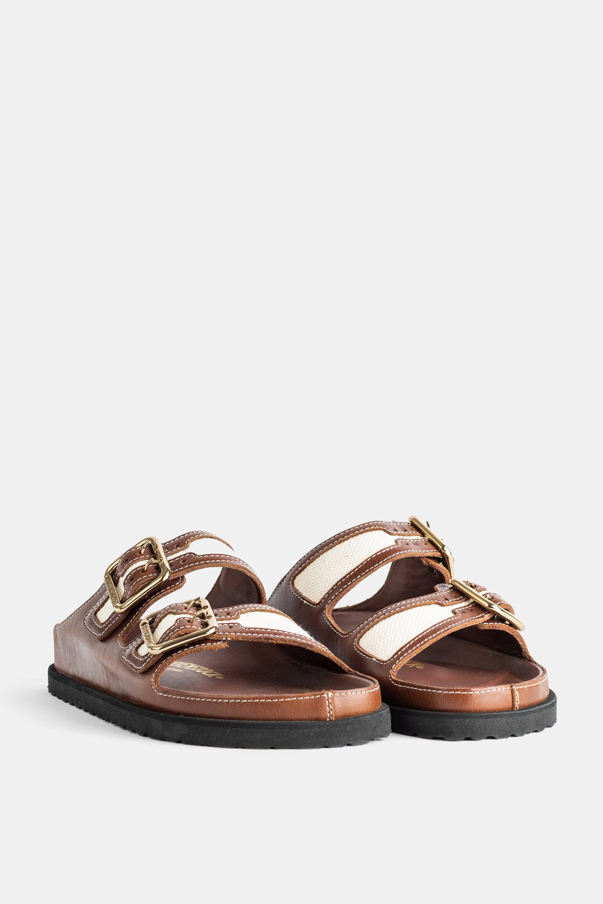 Sandales Arizona Bold en cuir cannelle et toile Birkenstock 1774