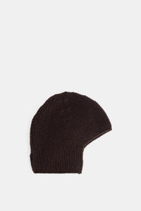 Casey Casey bonnet Rover en maille point mousse avec rabats d'oreilles, coloris brun chocolat