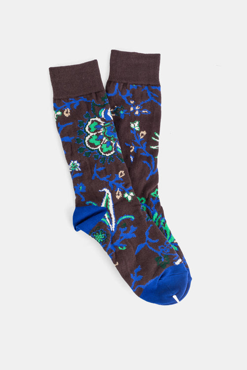 Braune Socken aus Baumwolle mit Blumenmuster