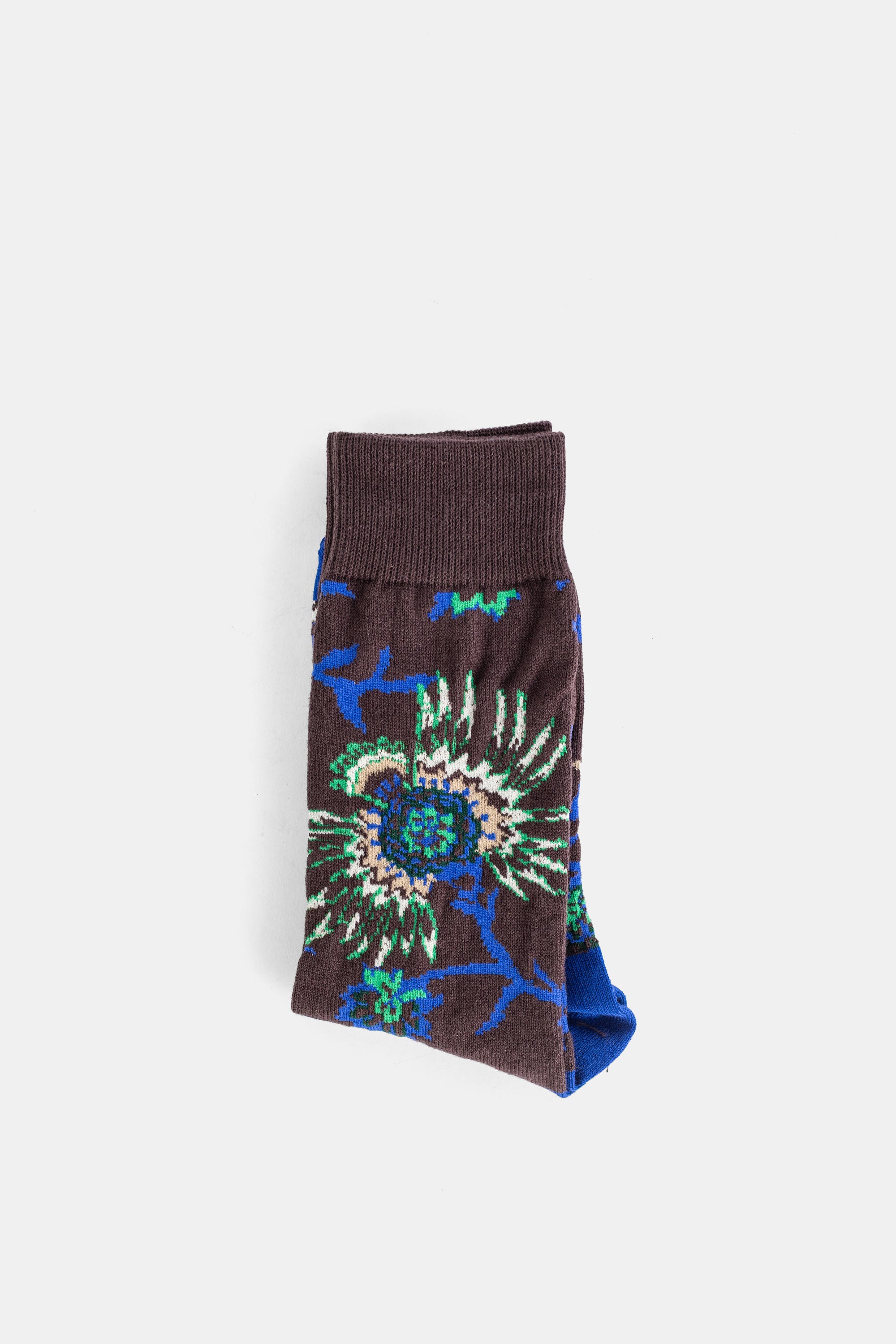 Sacai ブラウン フローラル コットンソックス | Actuel B
