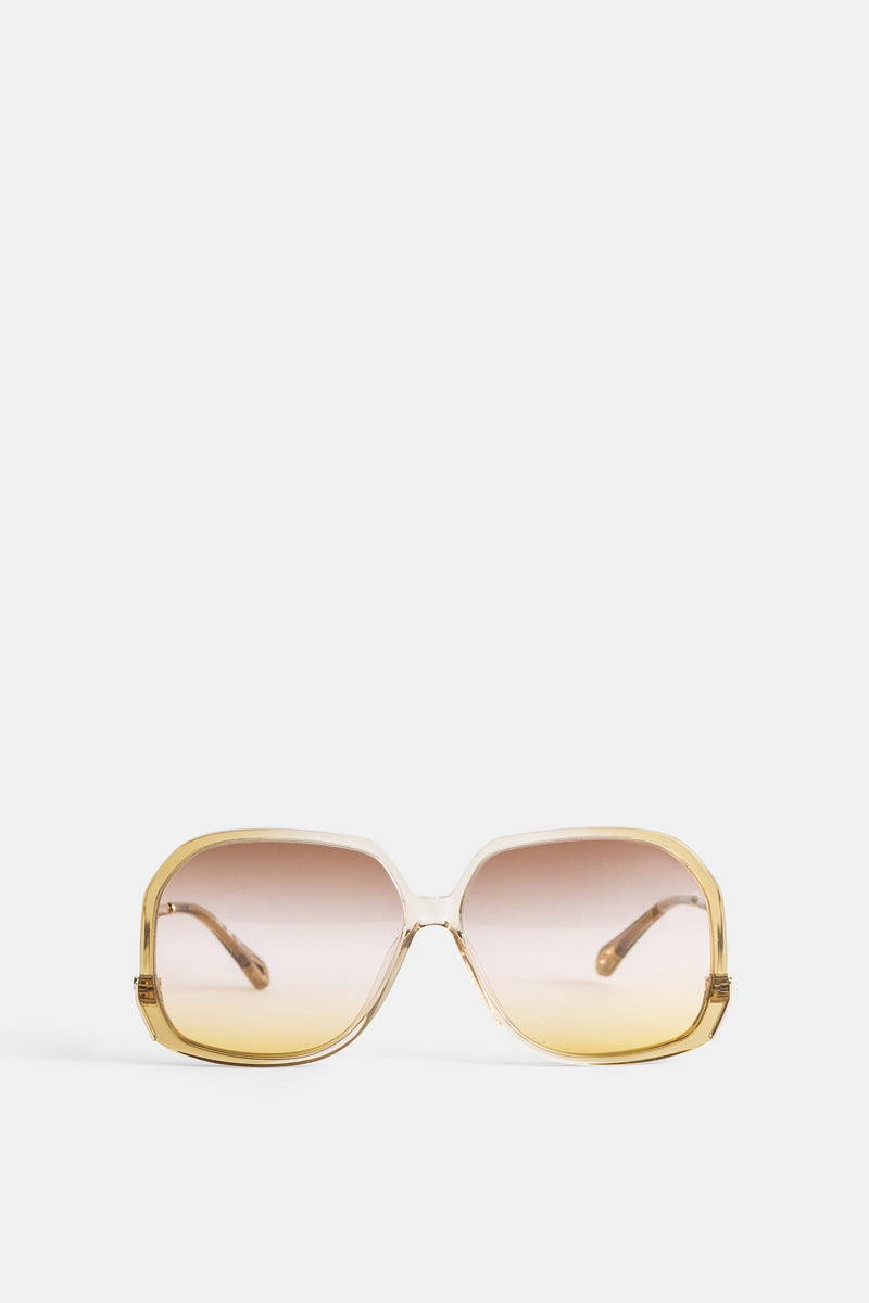 Lunettes de soleil oversize miel à branches ondulées Chloé