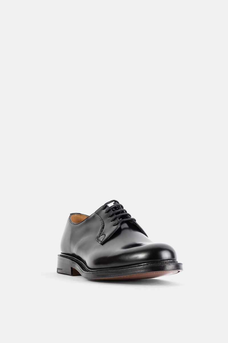 Church's derbies Shannon vue trois quarts cuir lisse brillant tige lisse contrefort talon bloc homme