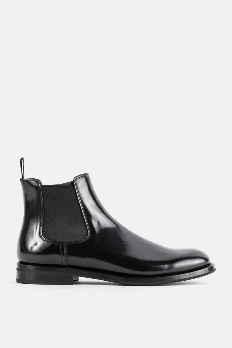 Church's bottine Chelsea Monmouth en cuir de veau poli noir, bout rond, élastique latéral, semelle fine