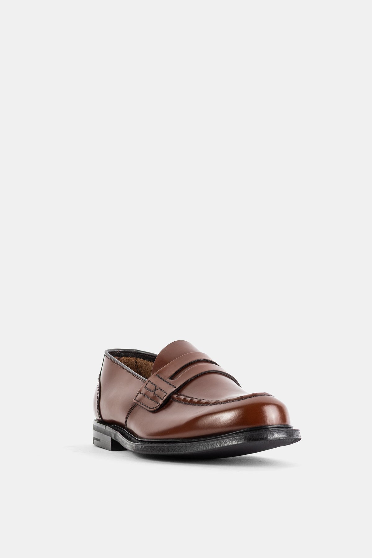 Church's loafer Farsley 2.0 homme en cuir marron tabac brillant avec semelle noire et tige lisse