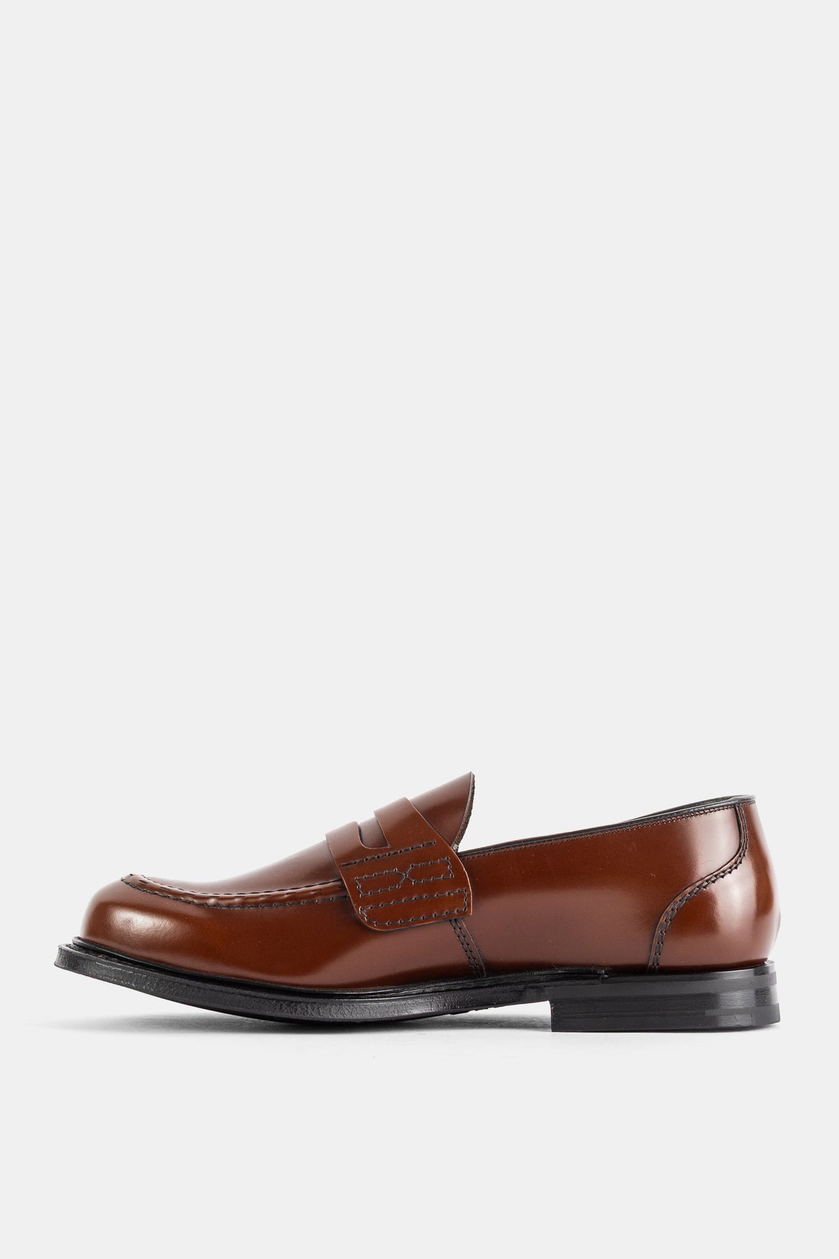 Church's chaussure Farsley 2.0 homme cuir tabac glacé, profil latéral avec coutures sellier et talon noir
