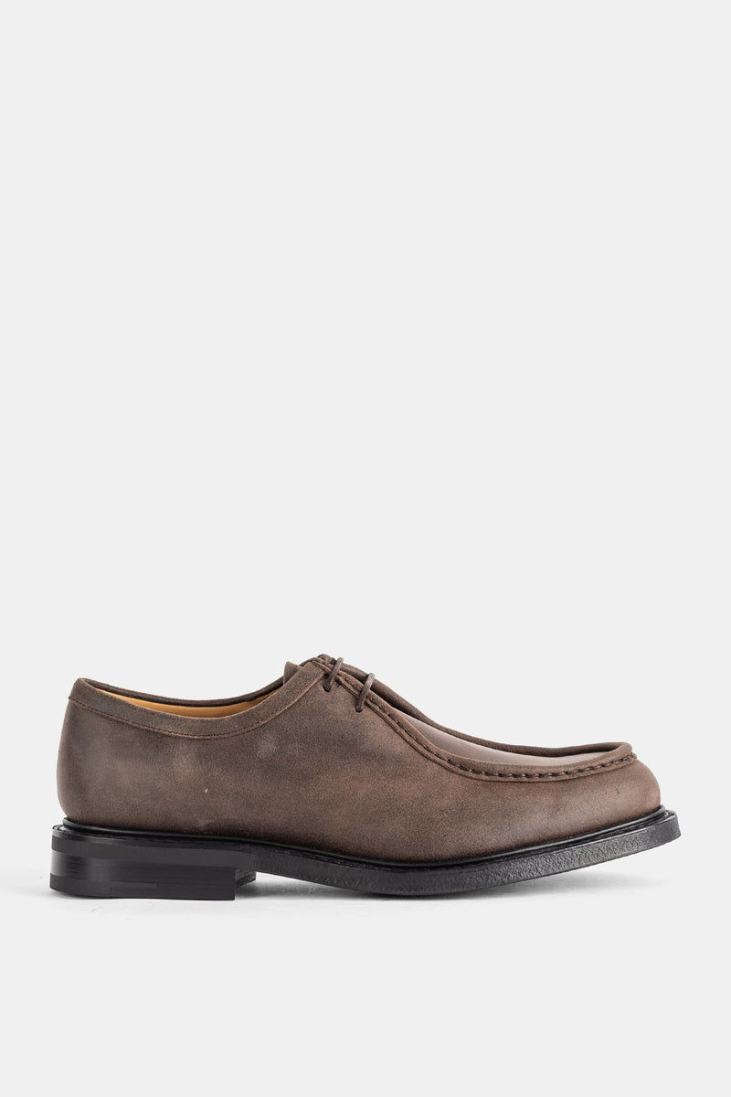 Derbies à lacets en daim marron à bout apron
