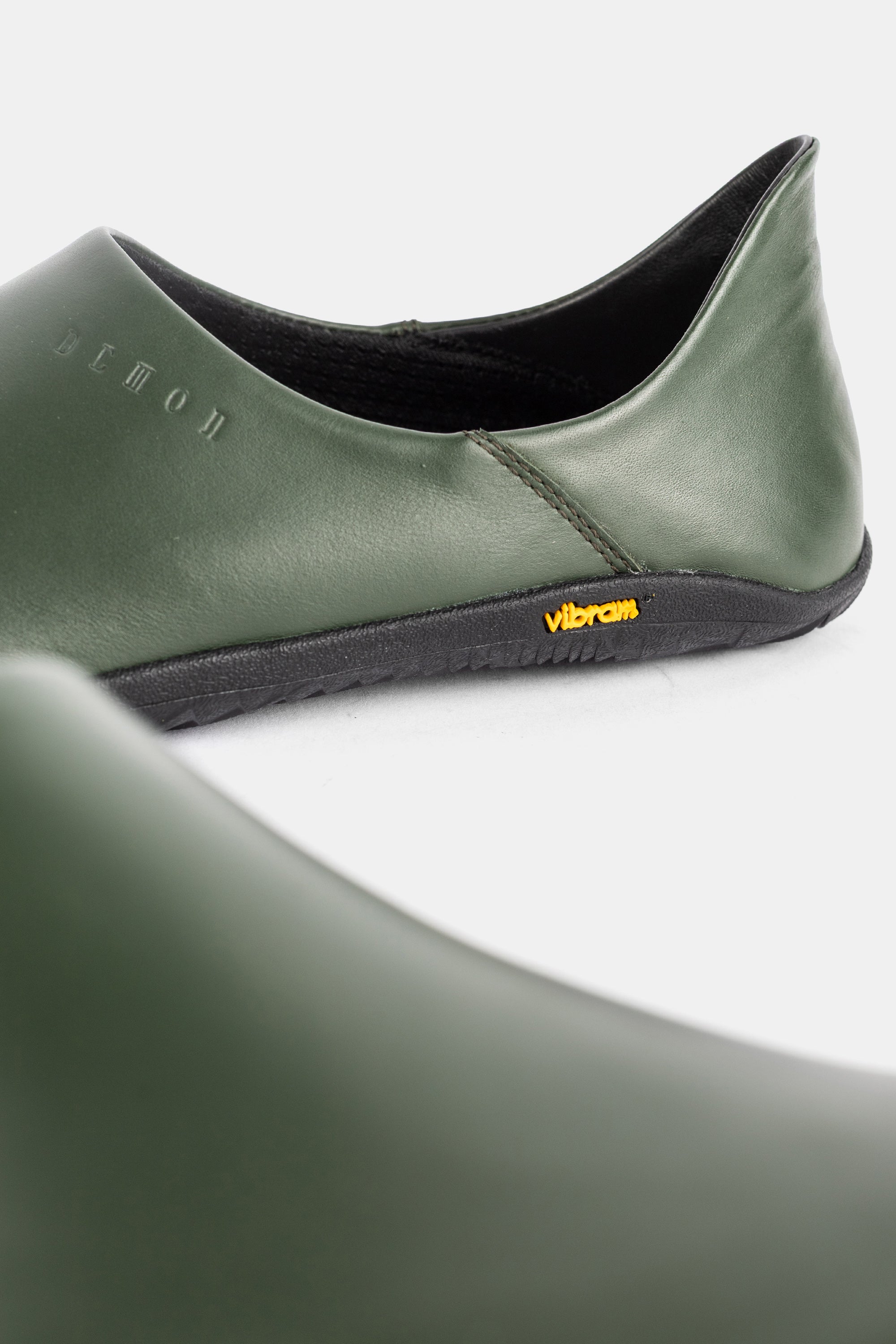 Dalmara Green Leather Mules with Vibram Sole Demon | Actuel B