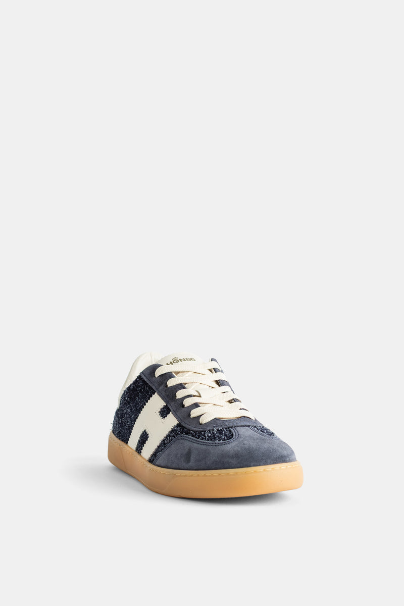 Sneakers Cool en daim et tissu chiné bleu marine Hogan