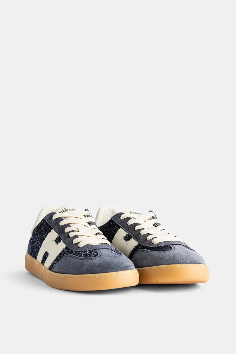 Sneakers Cool en daim et tissu chiné bleu marine Hogan