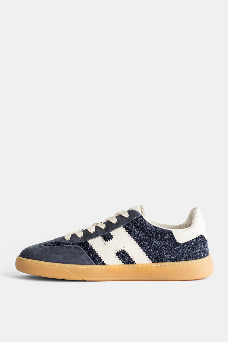 Sneakers Cool en daim et tissu chiné bleu marine Hogan