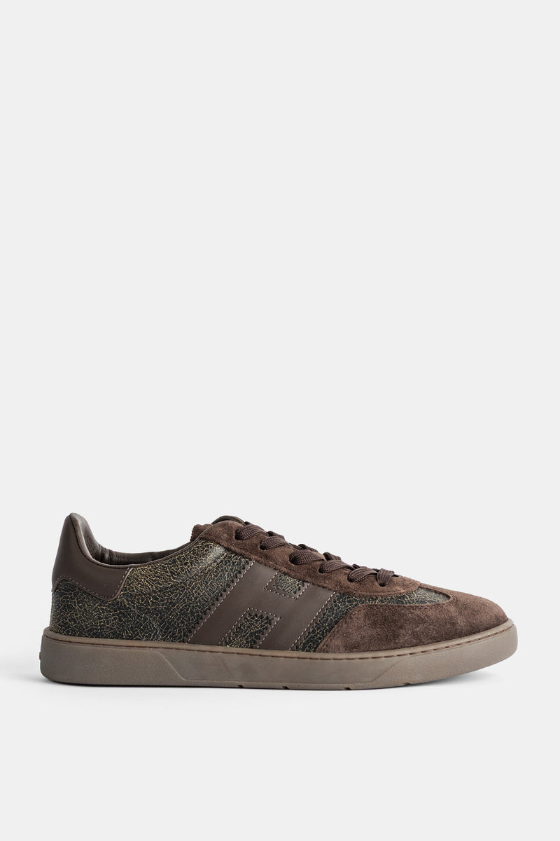 Sneakers Cool en daim marron et cuir craquelé Hogan