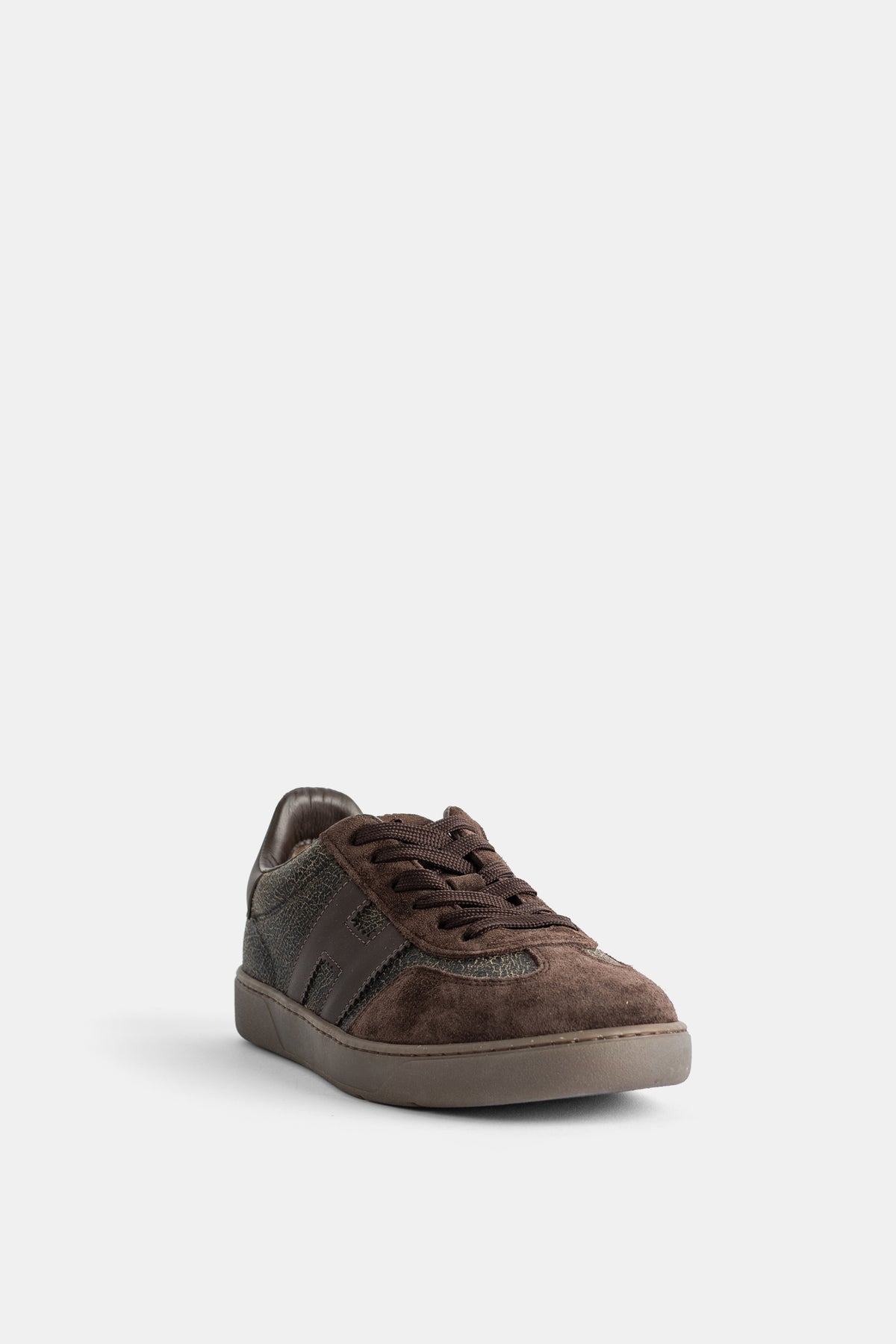 Sneakers Cool en daim marron et cuir craquelé Hogan