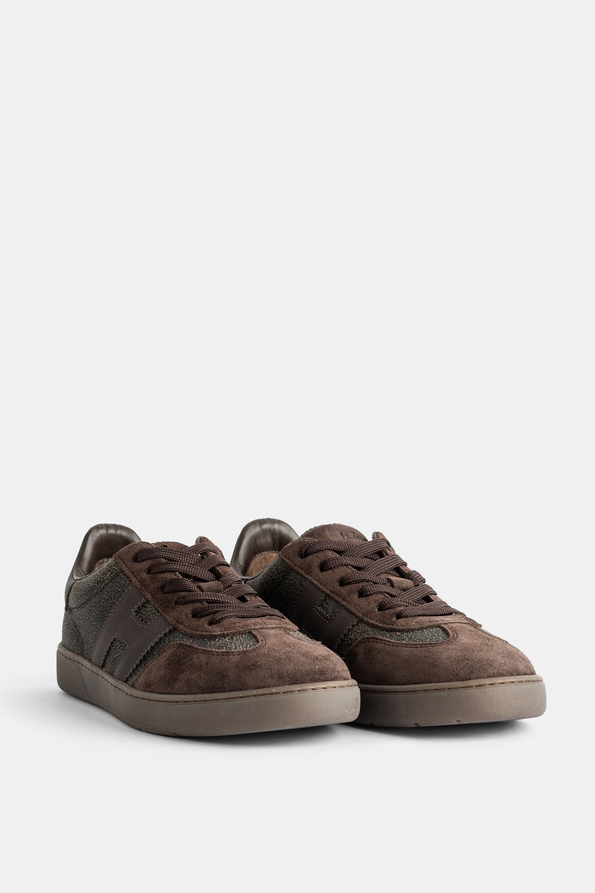 Sneakers Cool en daim marron et cuir craquelé Hogan