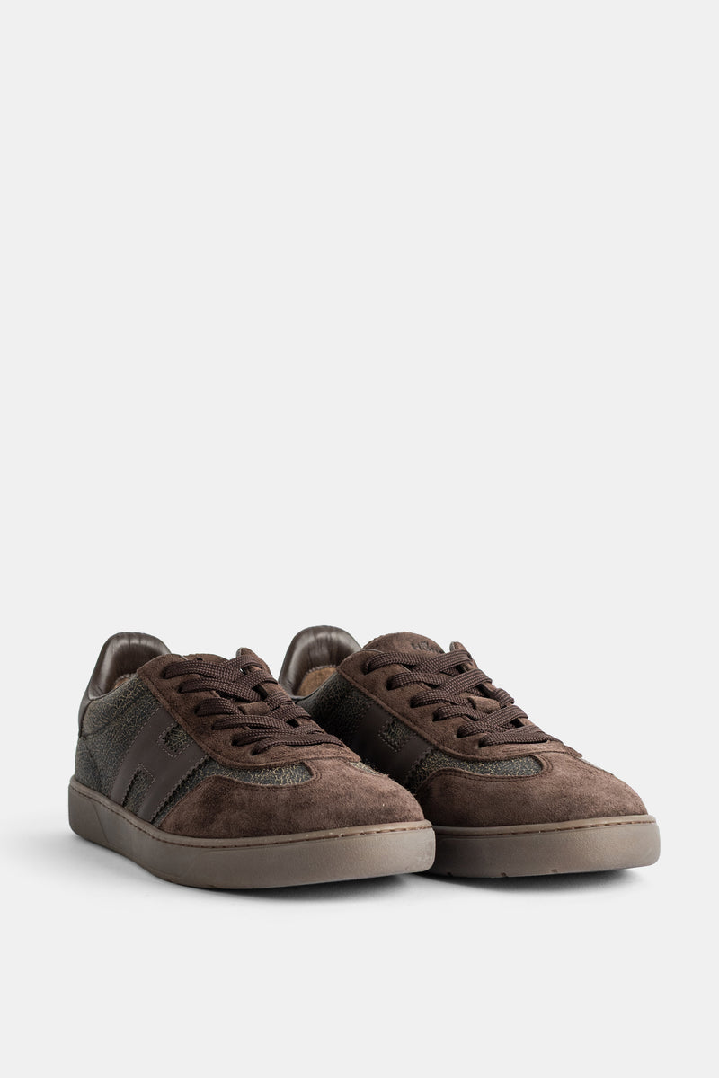 Sneakers Cool en daim marron et cuir craquelé Hogan