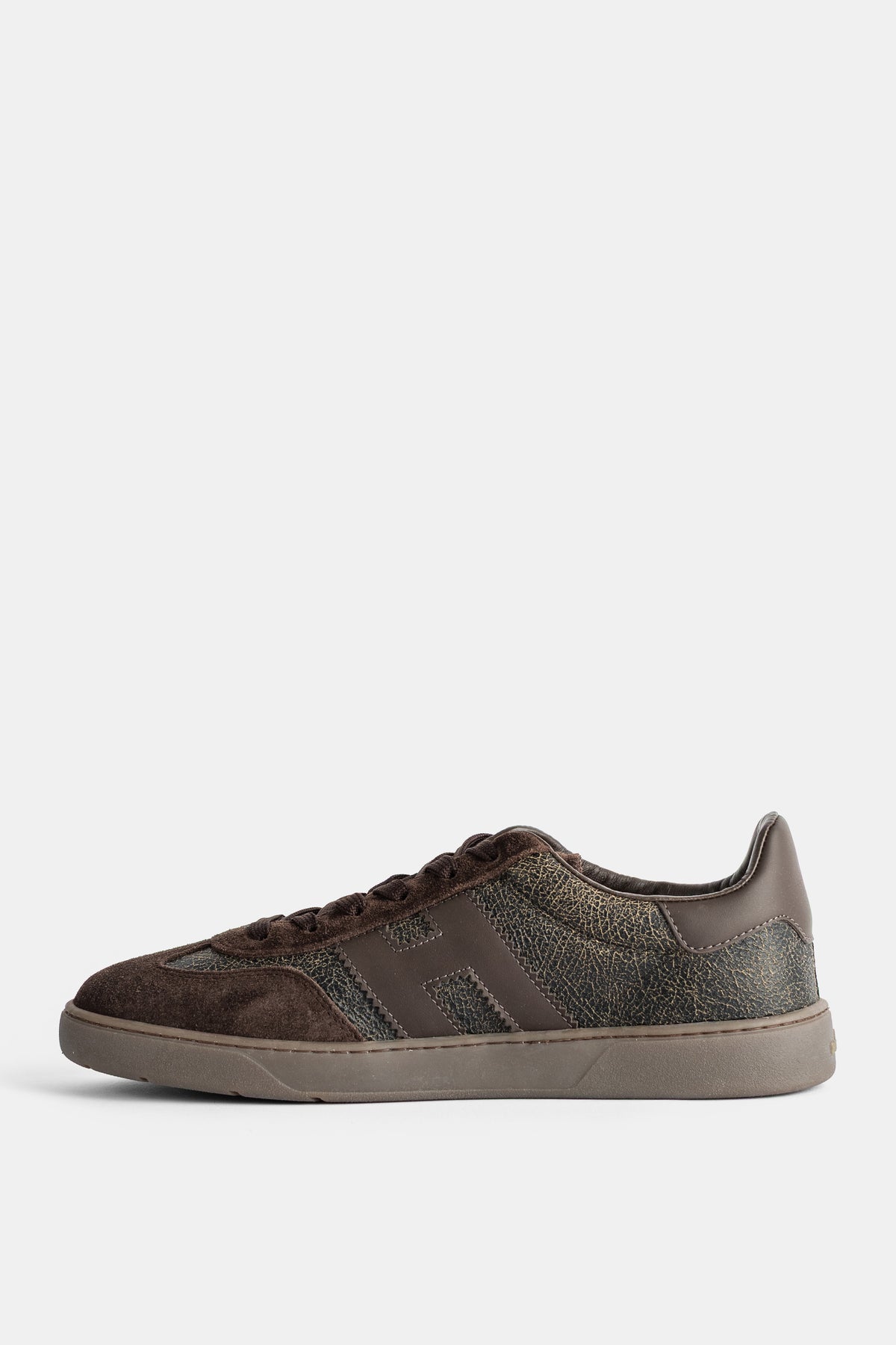 Sneakers Cool en daim marron et cuir craquelé Hogan
