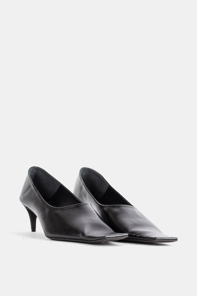 Khaite escarpins Marlene Pump 50 paire complète cuir noir lisse talon aiguille bas vue face avant