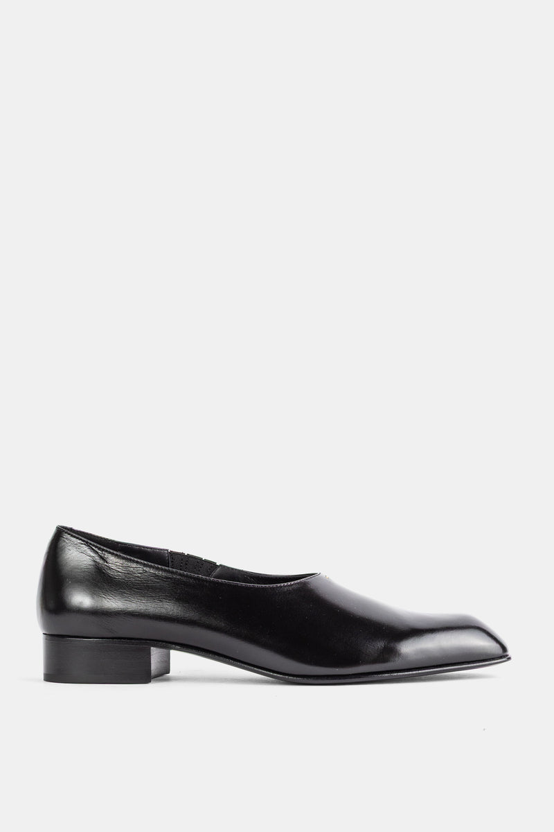 Khaite mocassins Colt Slip On Loafer en cuir lisse noir à bout carré et talon bloc minimaliste pour femme