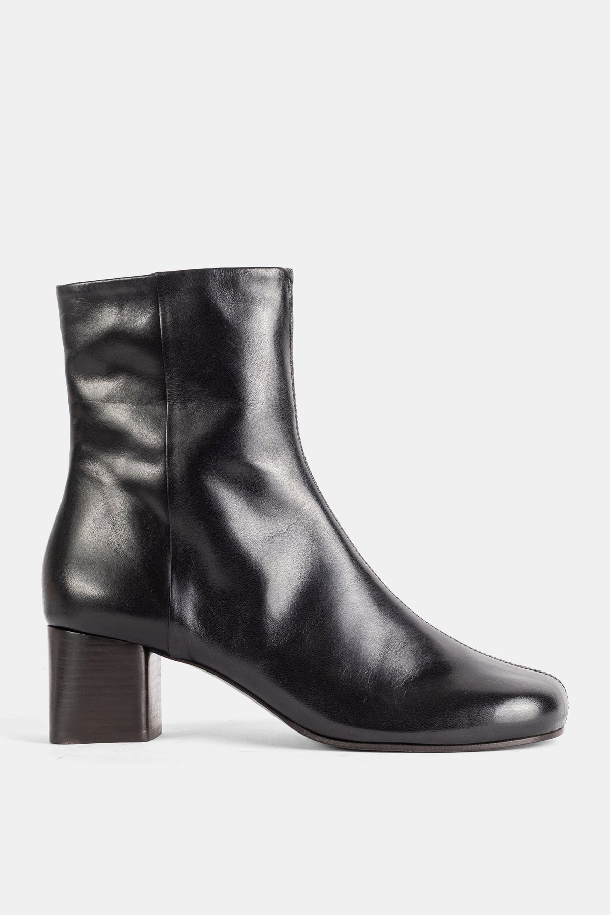 Lemaire bottines Anatomic 55 mm en cuir lisse noir bout carré talon bloc femme
