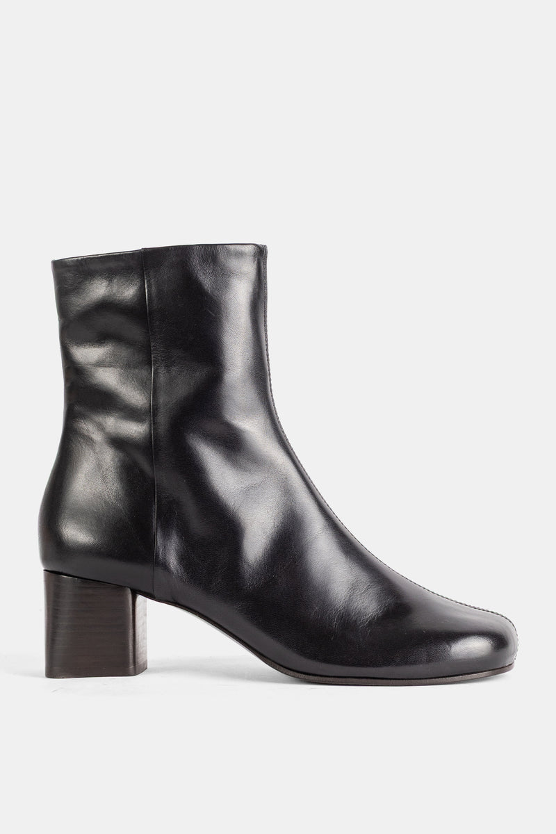 Lemaire bottines Anatomic 55 mm en cuir lisse noir bout carré talon bloc femme