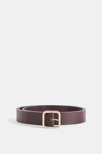 Quadra brown leather belt with square buckle - O/S