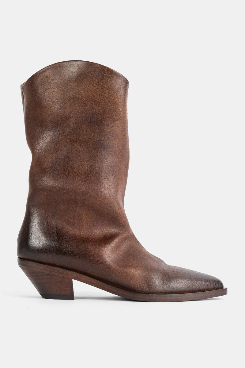Bottes en cuir Stuzzichello marron à talon biseauté
