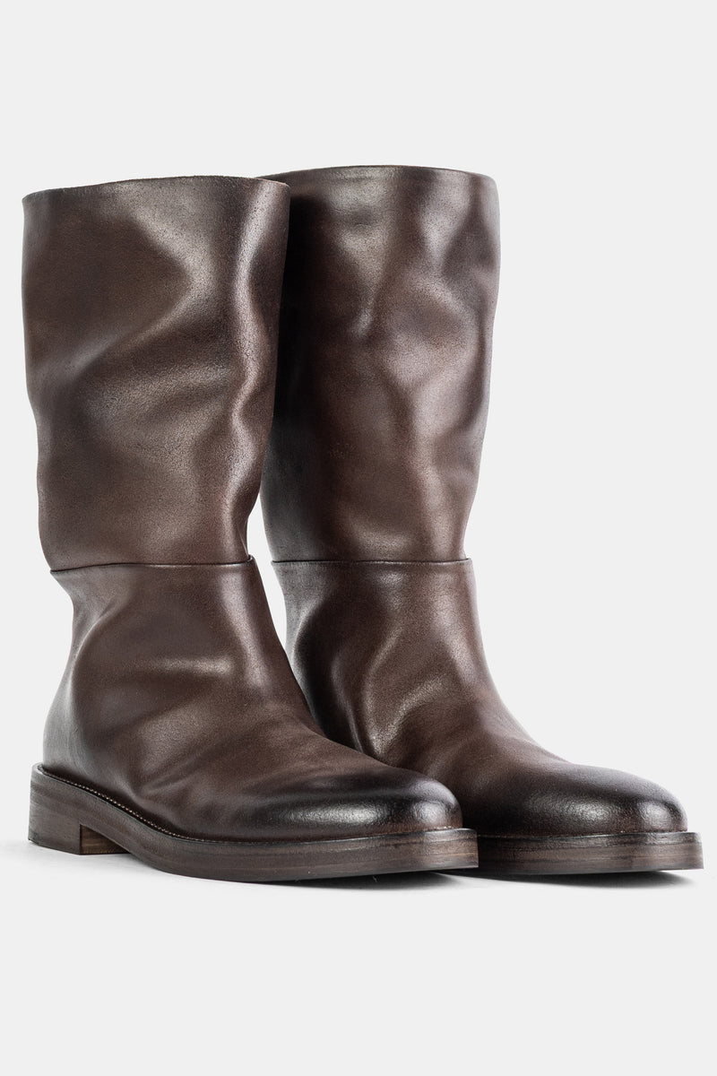 Bottes plates Tubetto en cuir marron foncé