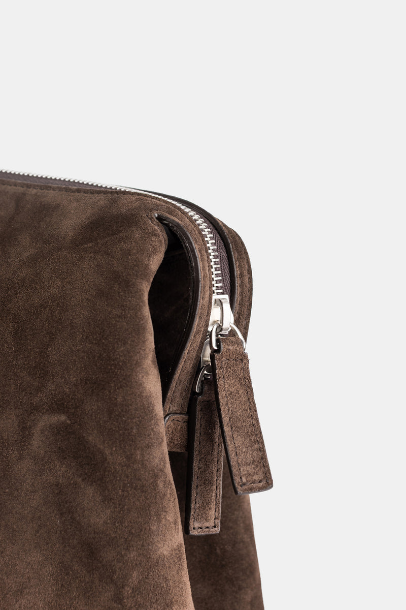Sac 4 In Orizzontale en cuir suédé marron foncé