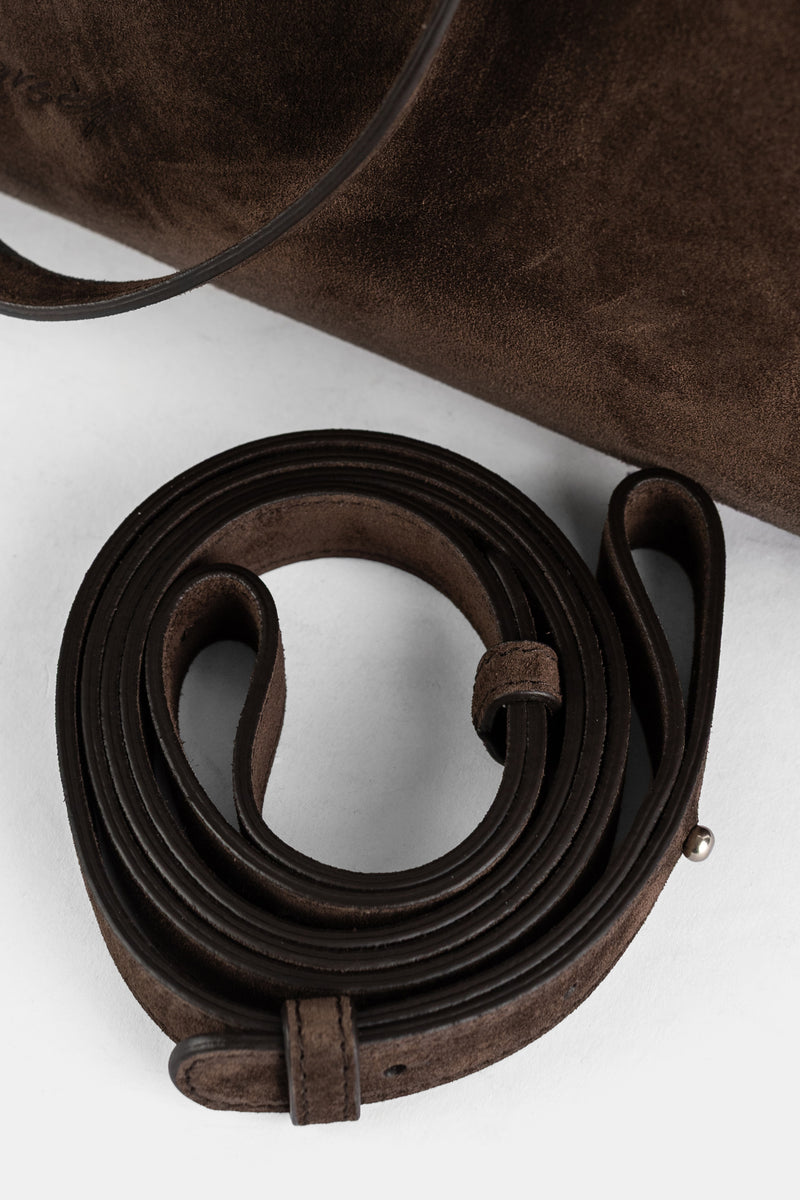 Sac 4 In Orizzontale en cuir suédé marron foncé