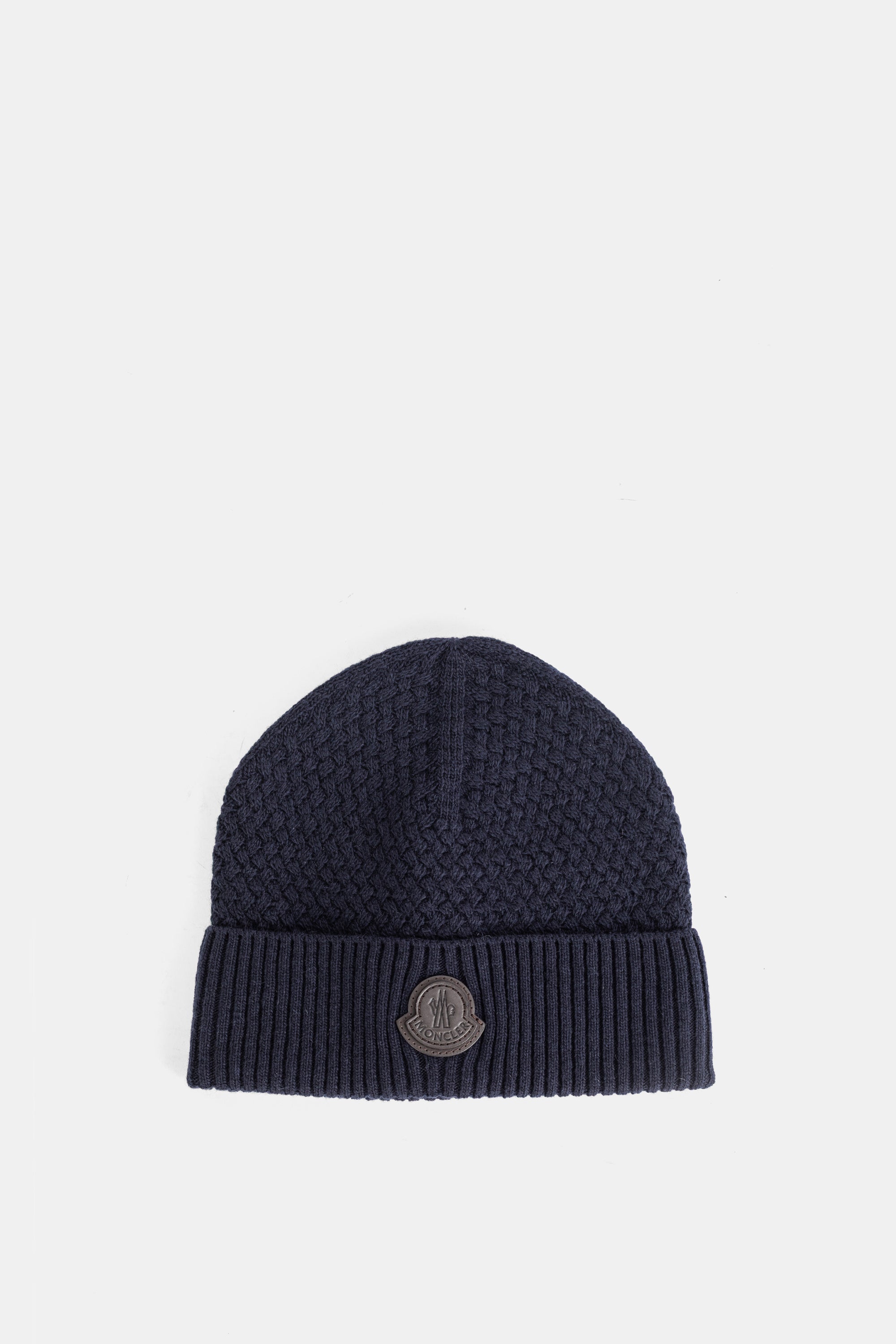モンクレール ネイビー ケーブル編み ビーニー Moncler ロゴパッチ ケーブルニット ビーニー ネイビー | Actuel B