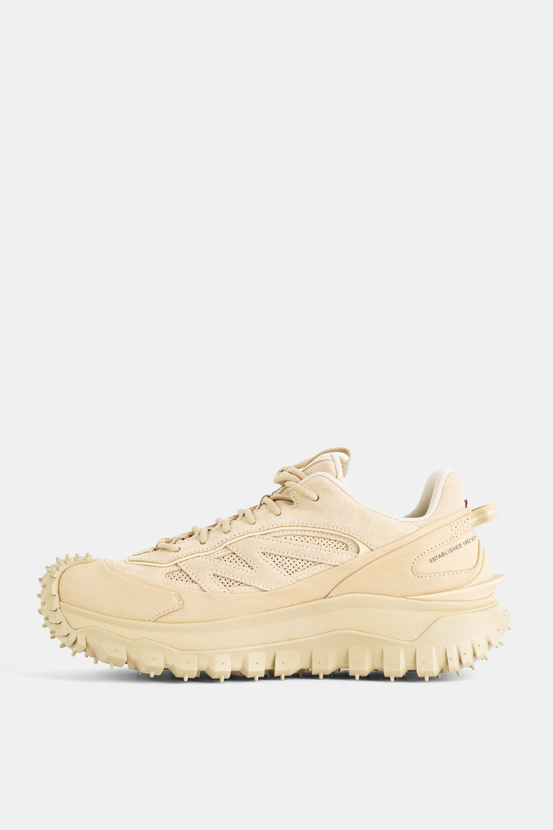 Sapatilhas Moncler Trailgrip Apex Craft GTX perfil direito bege nude logótipo Established 1952 homem