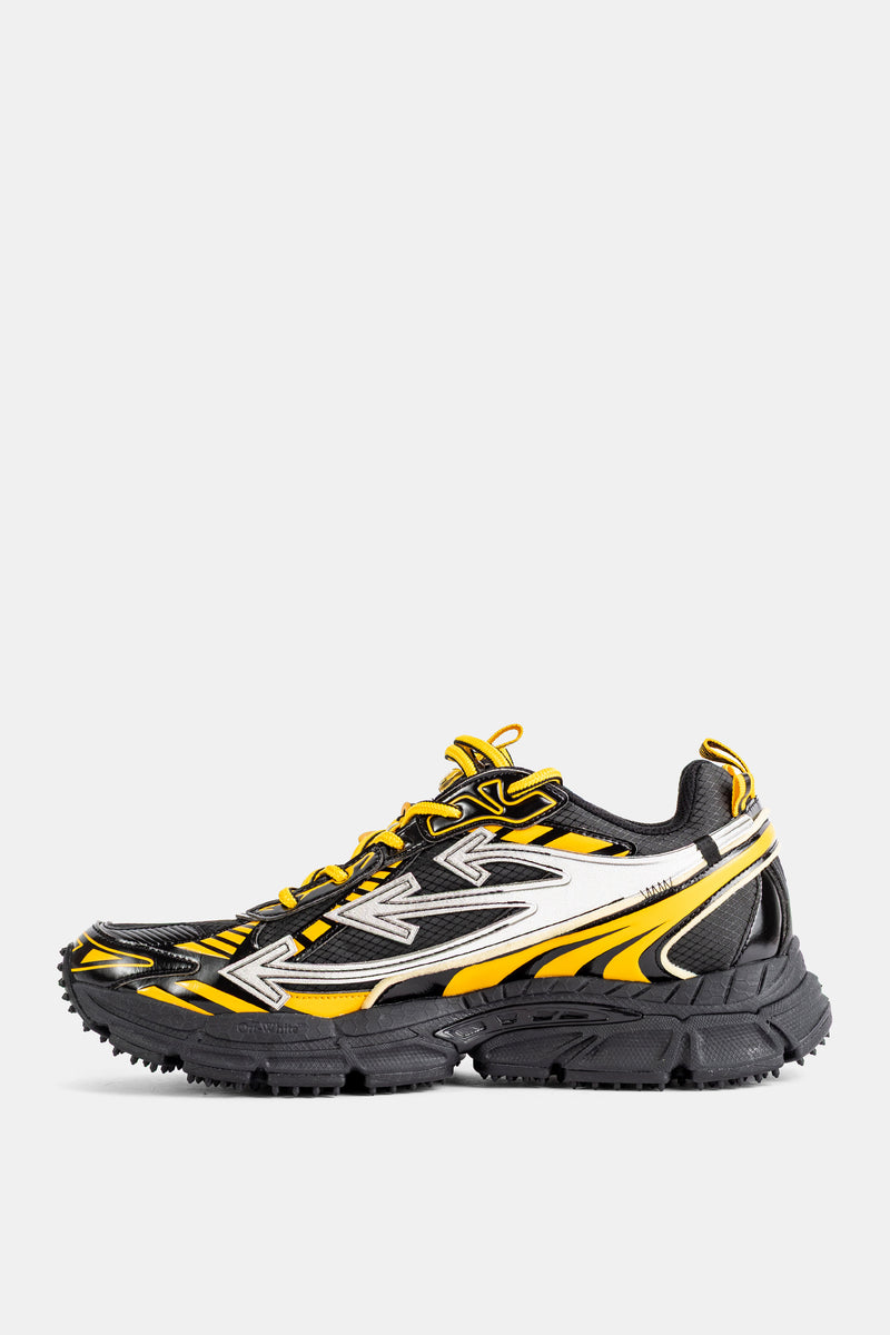 Sneakers Off-White Be Right Back profilo laterale destro logo freccia argento contrasto nero giallo uomo