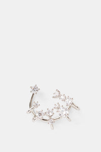 Ear cuff Kismet argentato con cristalli incastonati - O/S