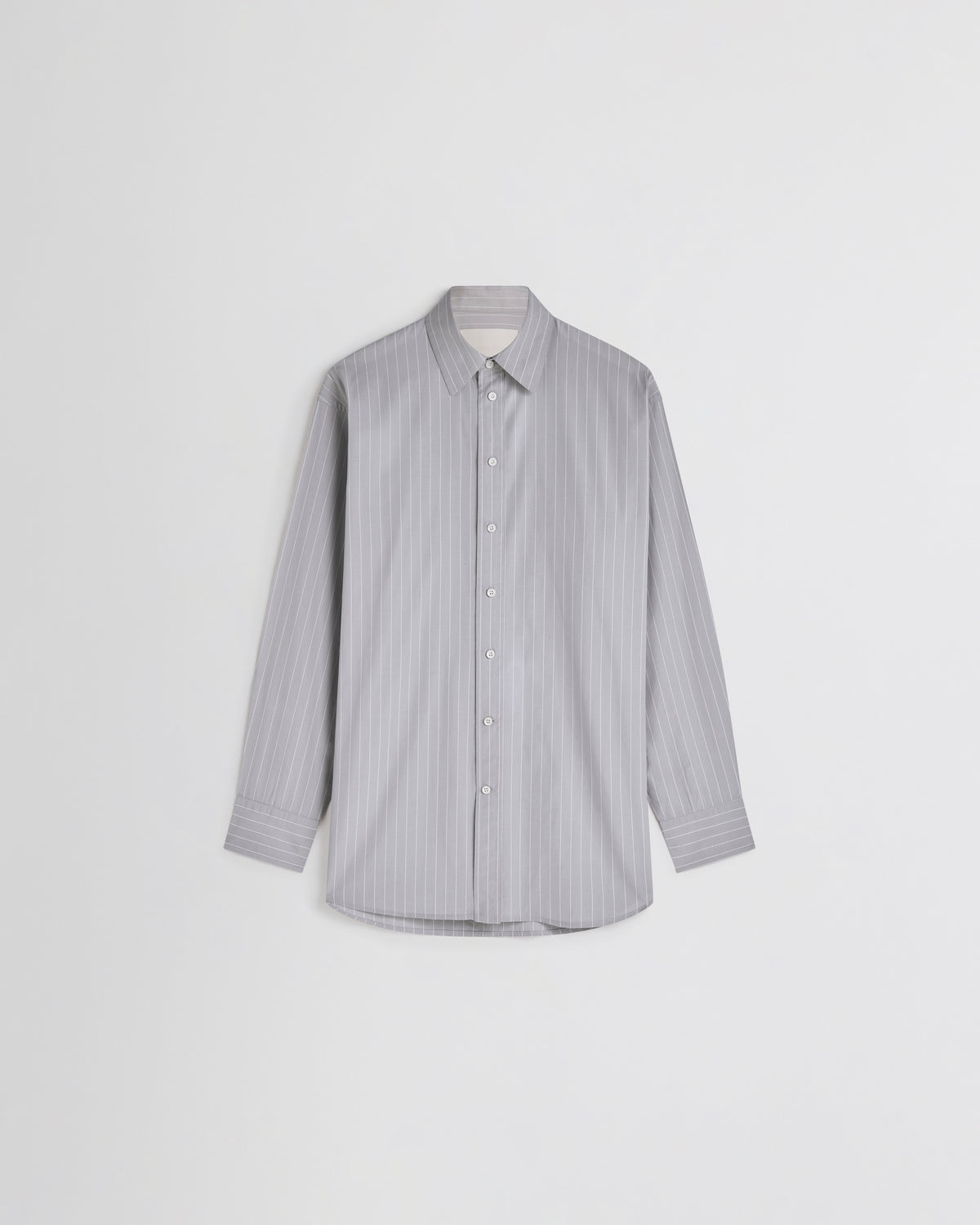 Phoebe Philo klassiek oversized hemd met pinstripe van grijs katoen, klassieke kraag en gestructureerde manchetten.