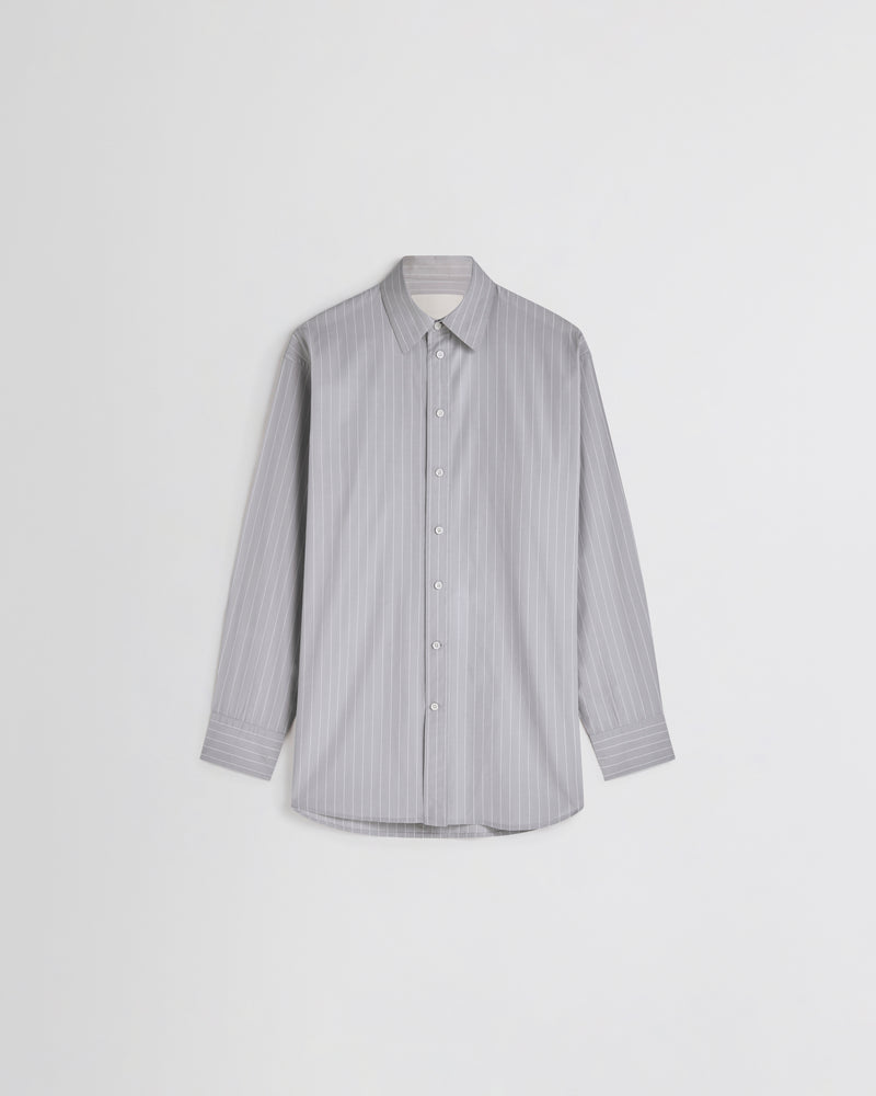 Phoebe Philo klassiek oversized hemd met pinstripe van grijs katoen, klassieke kraag en gestructureerde manchetten.