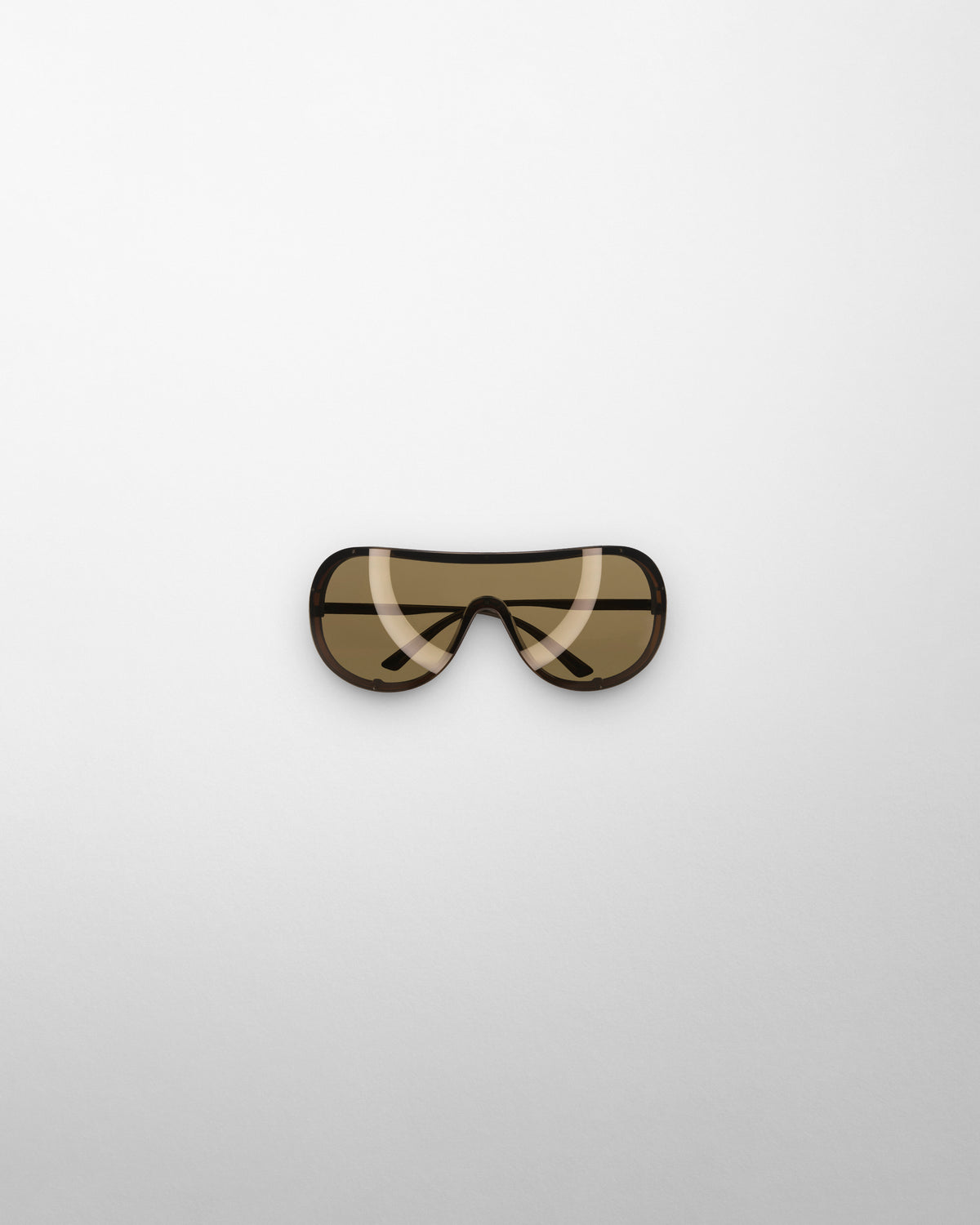 Óculos de sol Beam Phoebe Philo estilo máscara oversize em metal com lentes tingidas tom caqui para mulher.