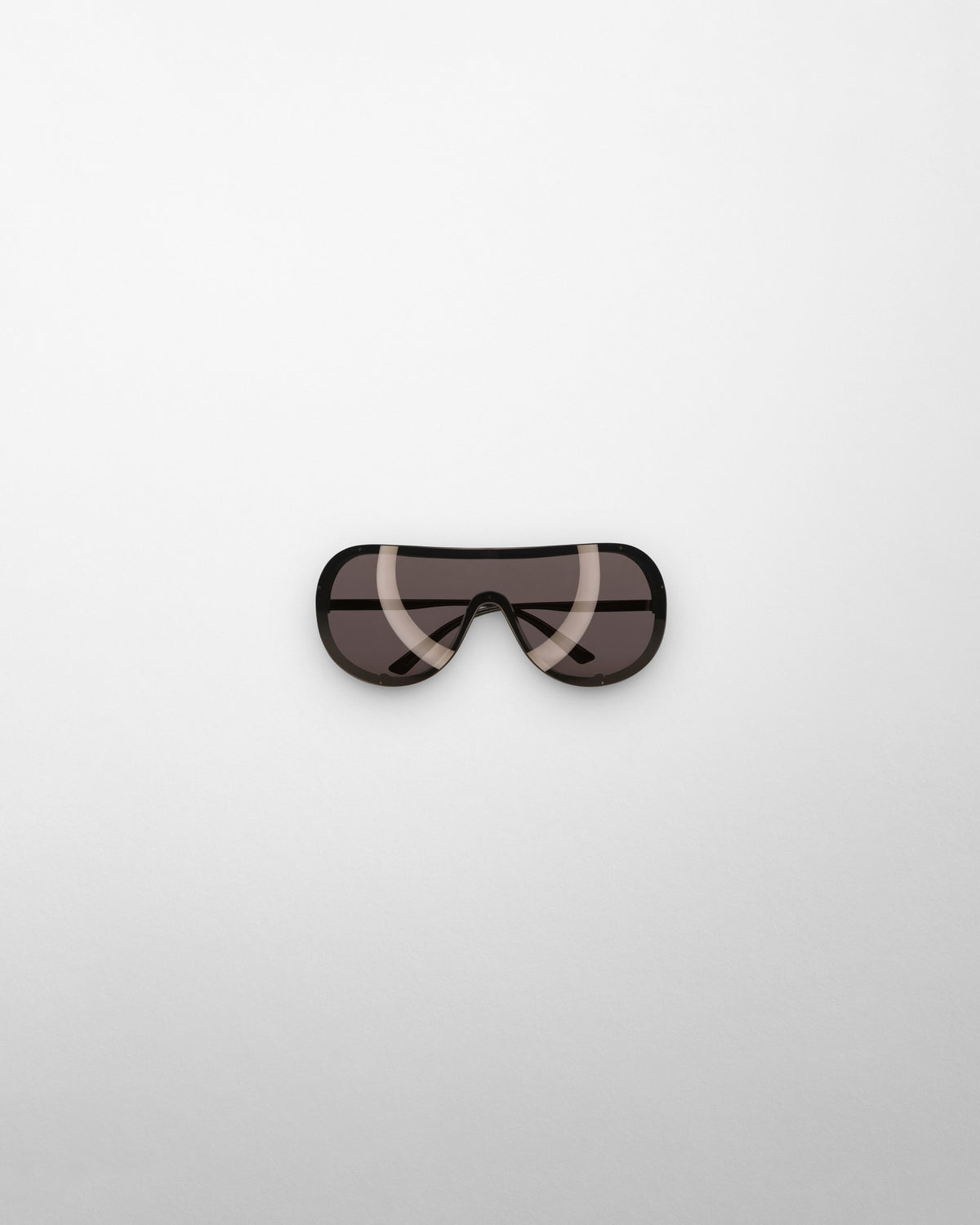 Phoebe Philo Beam Sonnenbrille Maskenform schwarzes Metall graue Gläser Shield Oversize Luxus Damenbrille